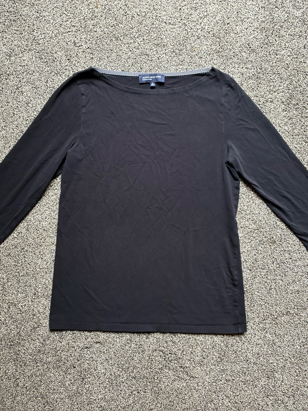 Jones New York Women’s Black 3/4 Sleeve Tee, Size Medium